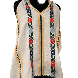 Anthropologie Love Sam Jillian Embroidered White Top